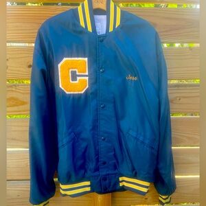 Vintage 80's Women's  XL Navy Blue Varsity Letterman Bomber Jacket